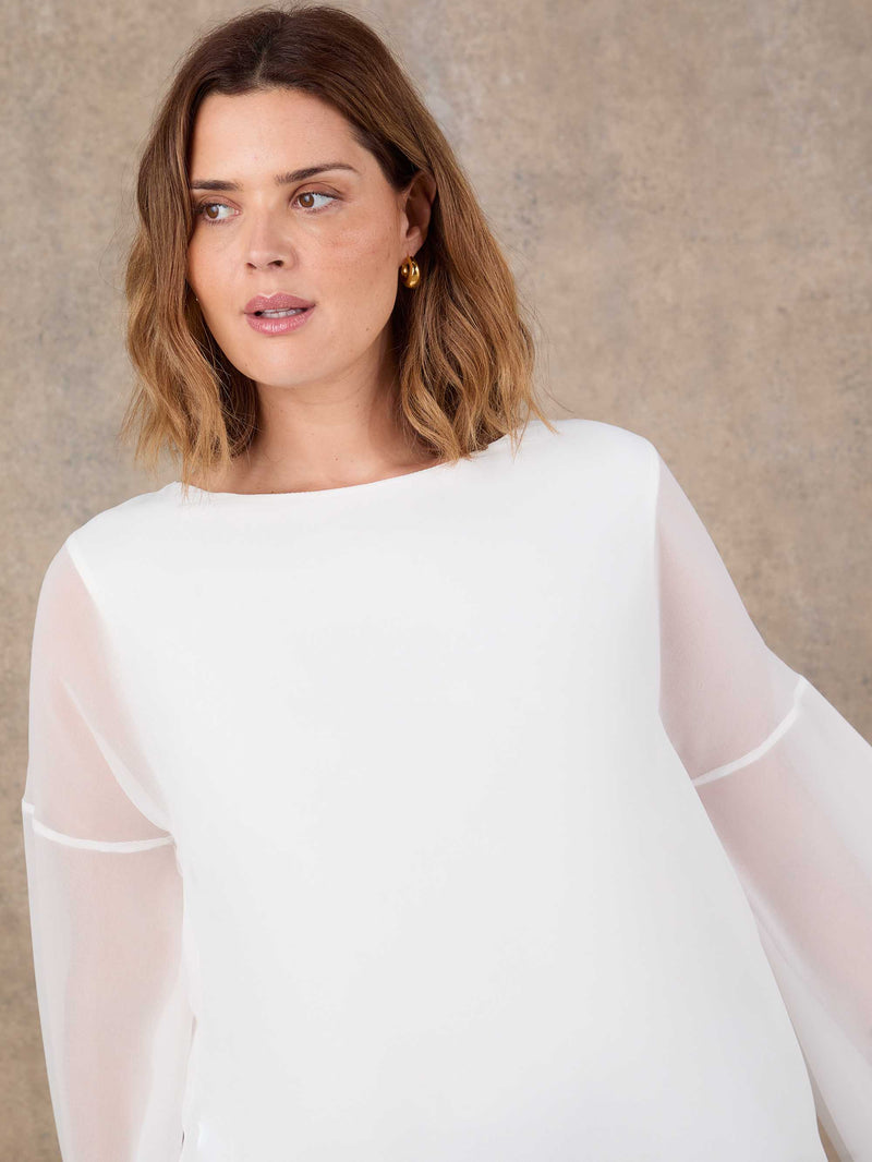 Ivory Angel Sleeve Overlay Top