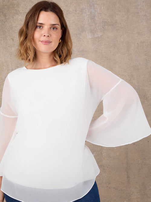 Ivory Angel Sleeve Overlay Top