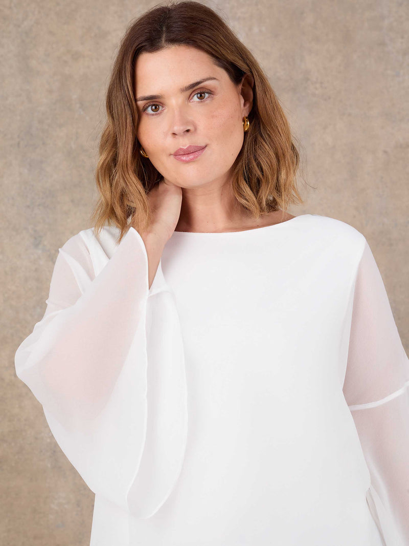 Ivory Angel Sleeve Overlay Top