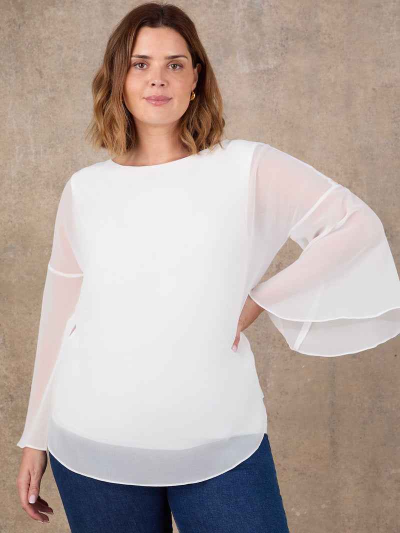 Ivory Angel Sleeve Overlay Top