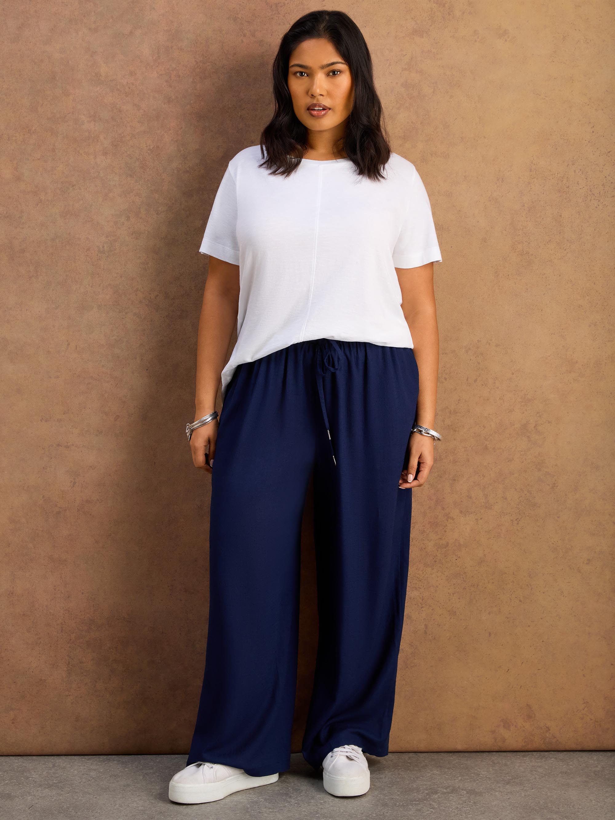 White Cotton Slub Round Neck Seam Detail T-Shirt