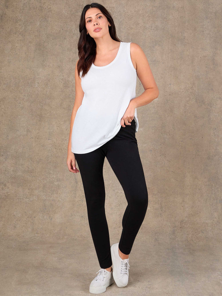 White Cotton Slub Round Neck Vest