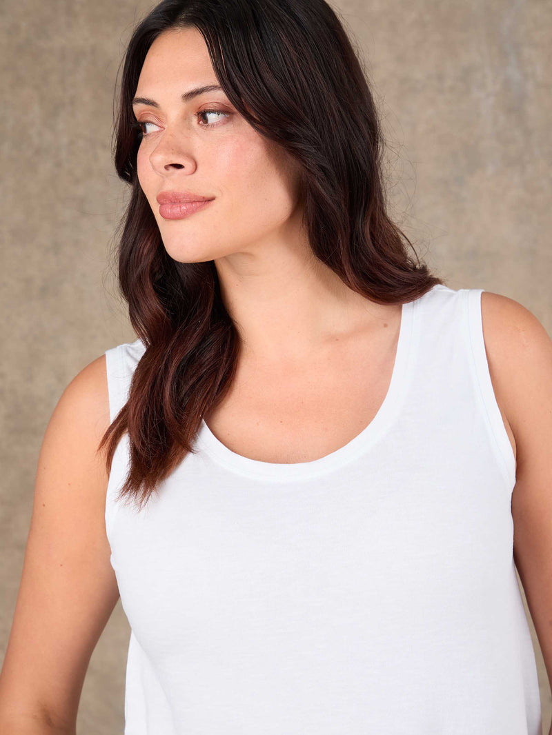 White Cotton Slub Round Neck Vest