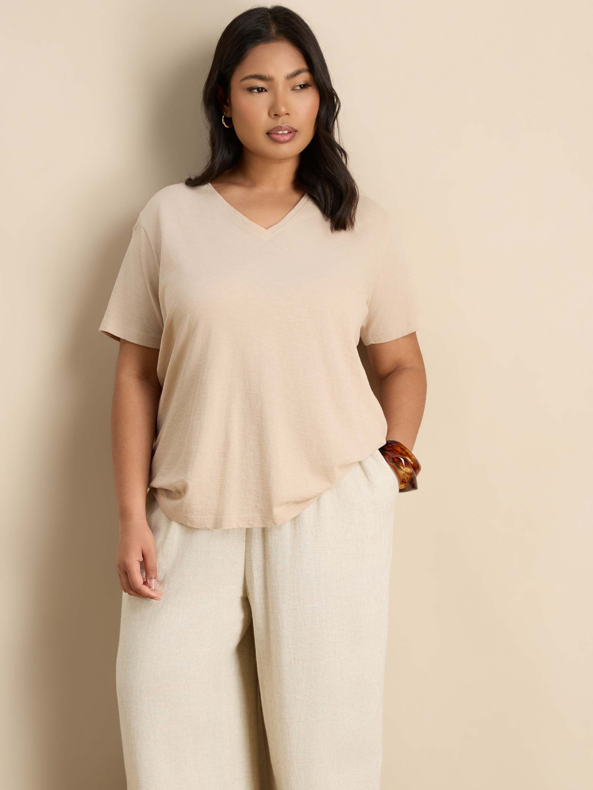 Petite Oatmeal Linen Blend Drawstring Trousers