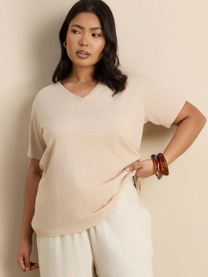 Oatmeal Linen Blend Wide Leg Drawstring Trousers