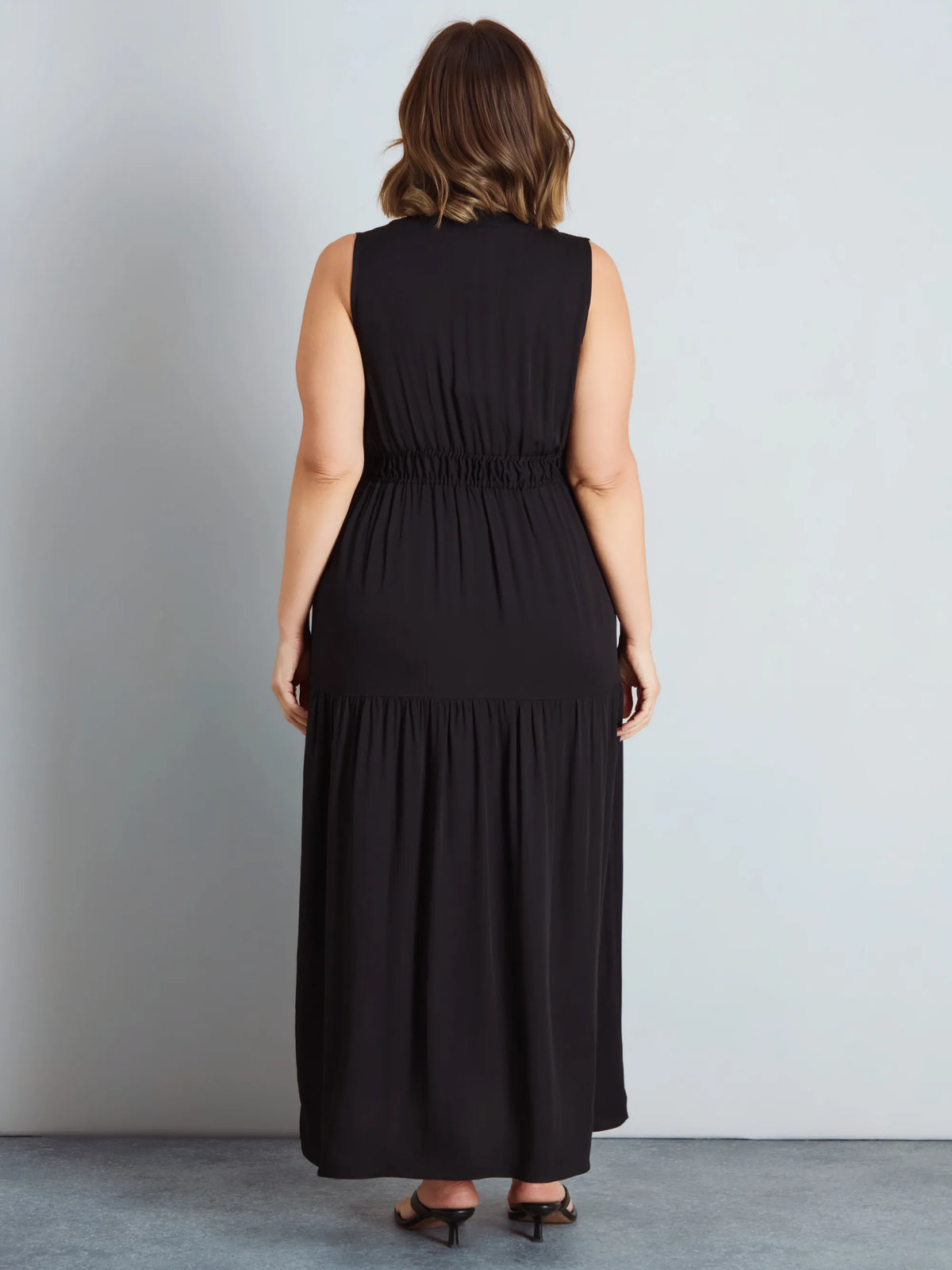 Black Tiered Sleeveless Maxi Dress