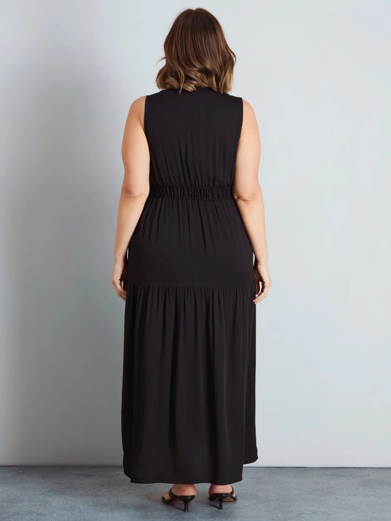Black Tiered Sleeveless Maxi Dress