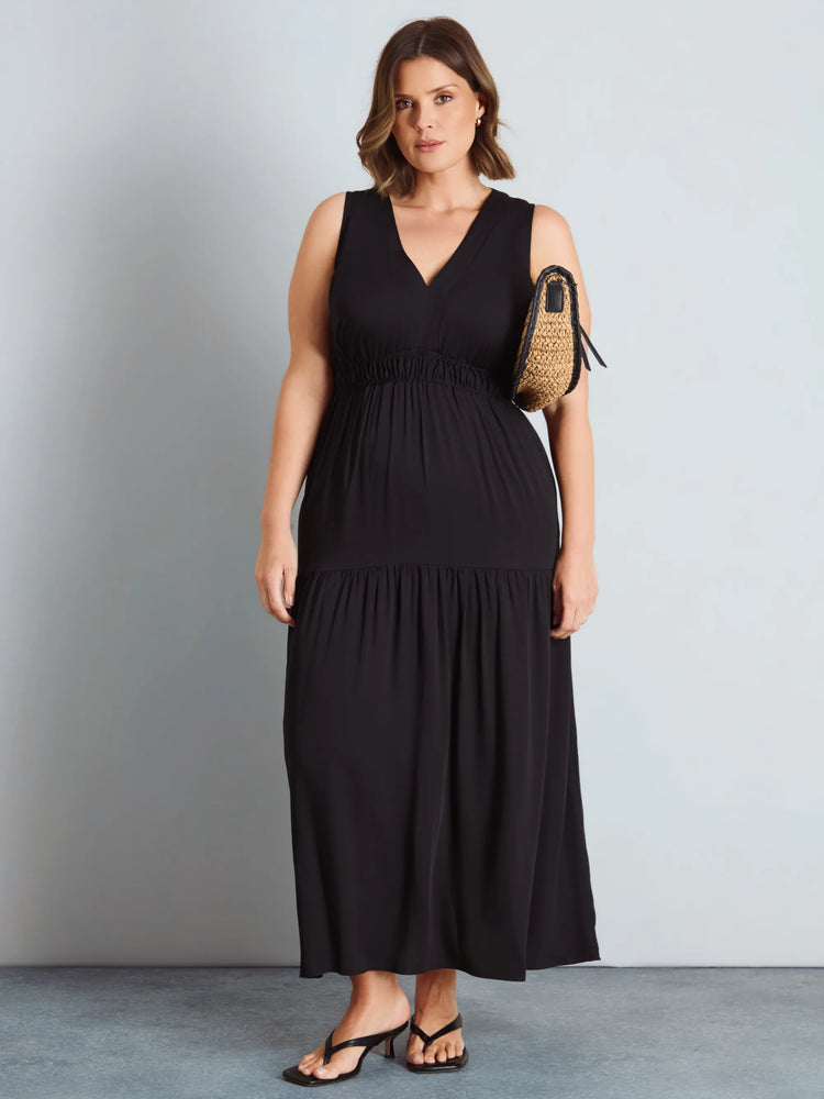 Black Tiered Sleeveless Maxi Dress
