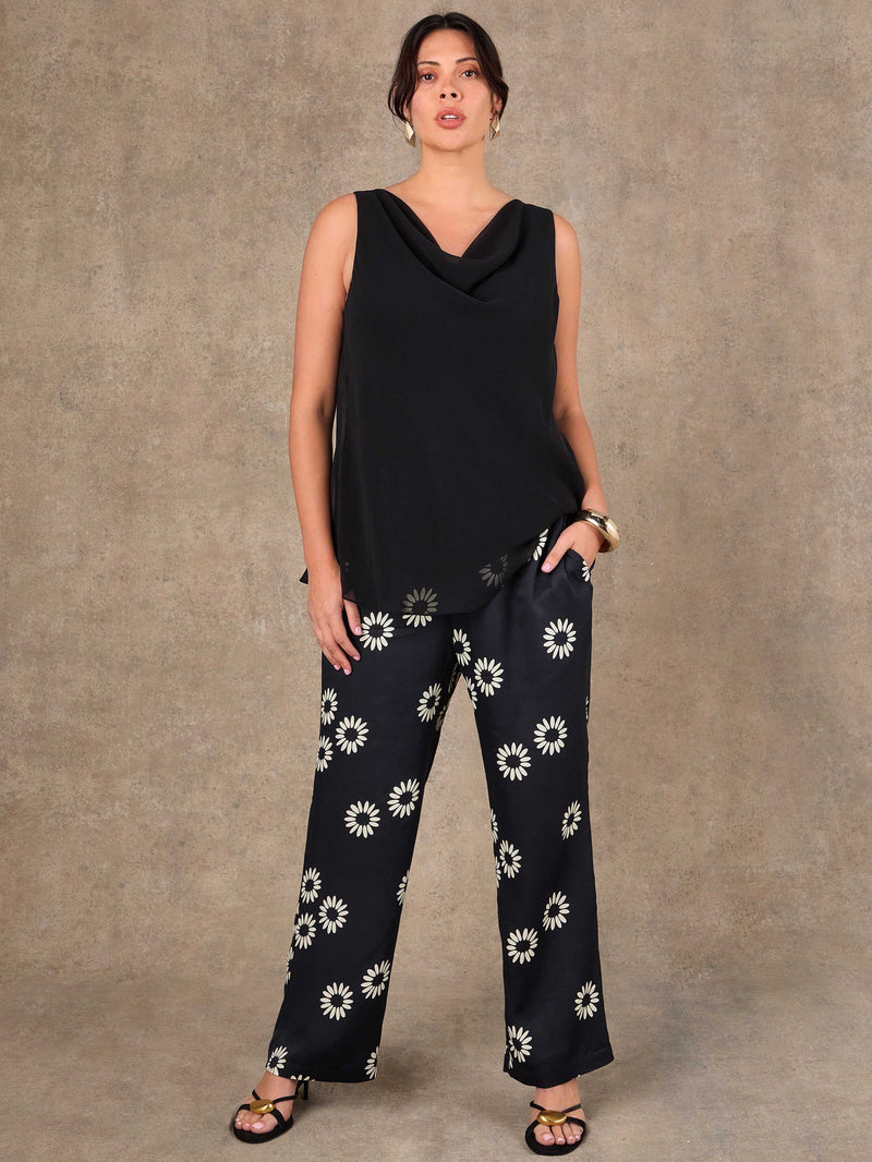 Black Cowl Neck Vest