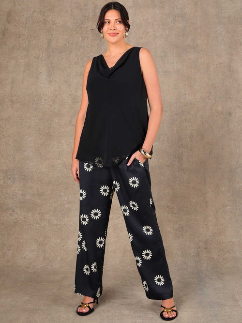 Black Cowl Neck Vest