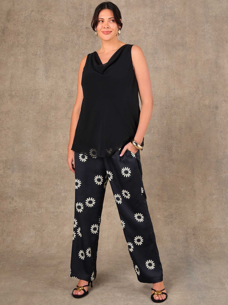 Black Cowl Neck Vest