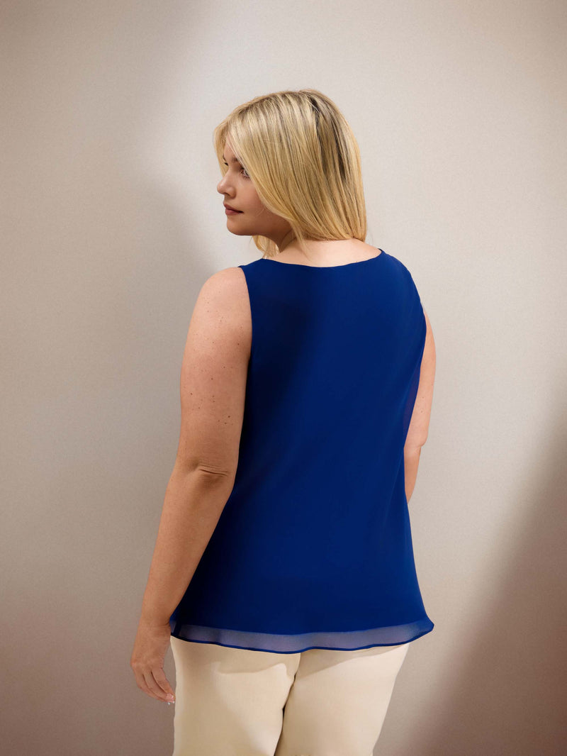 Petite Blue Cowl Neck Vest
