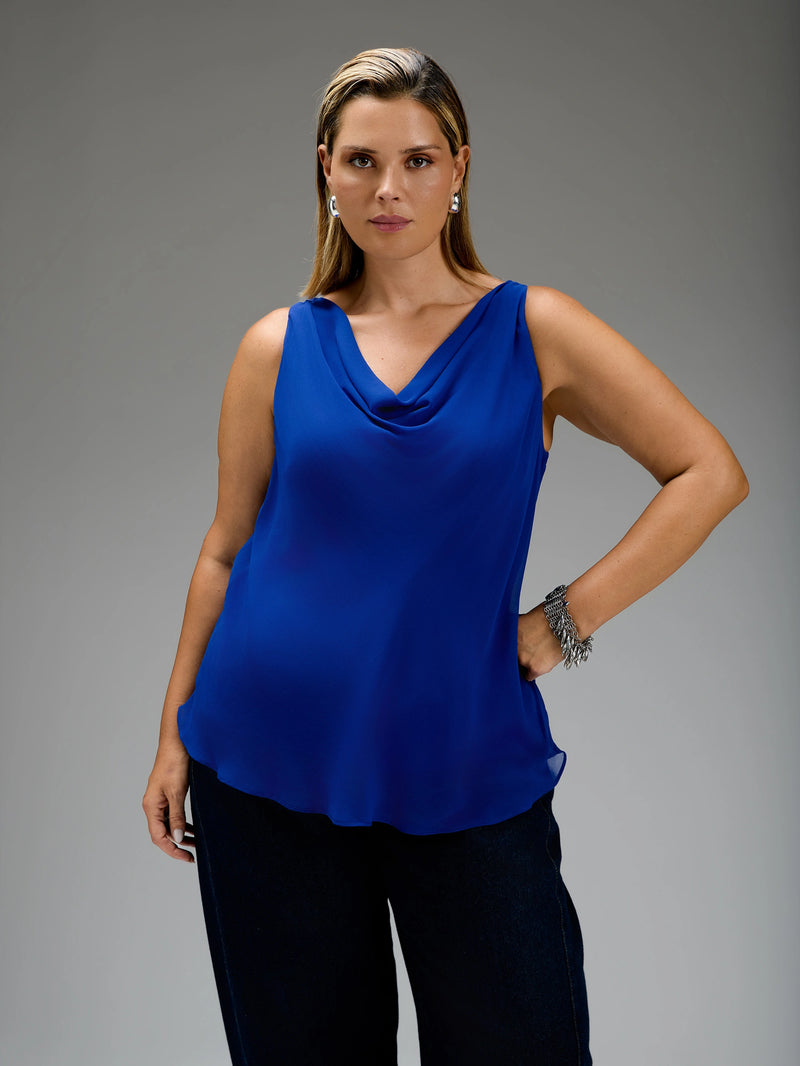Petite Blue Cowl Neck Vest