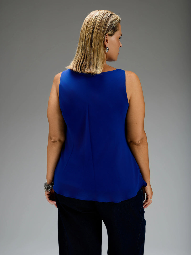 Petite Blue Cowl Neck Vest