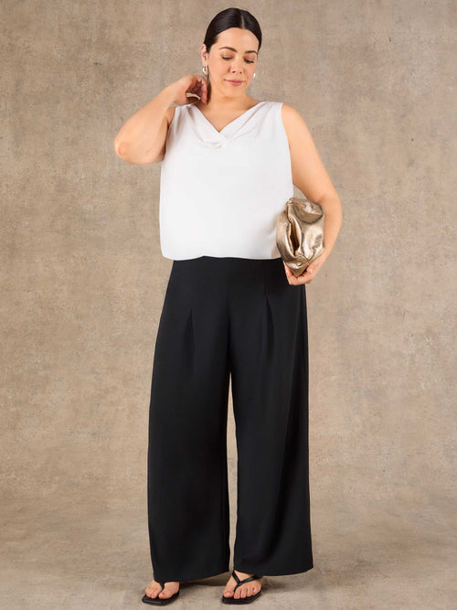 White Cowl Neck Vest