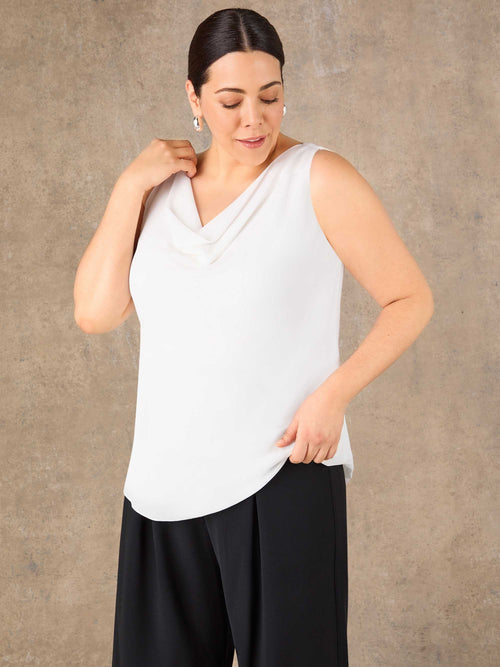 White Cowl Neck Vest