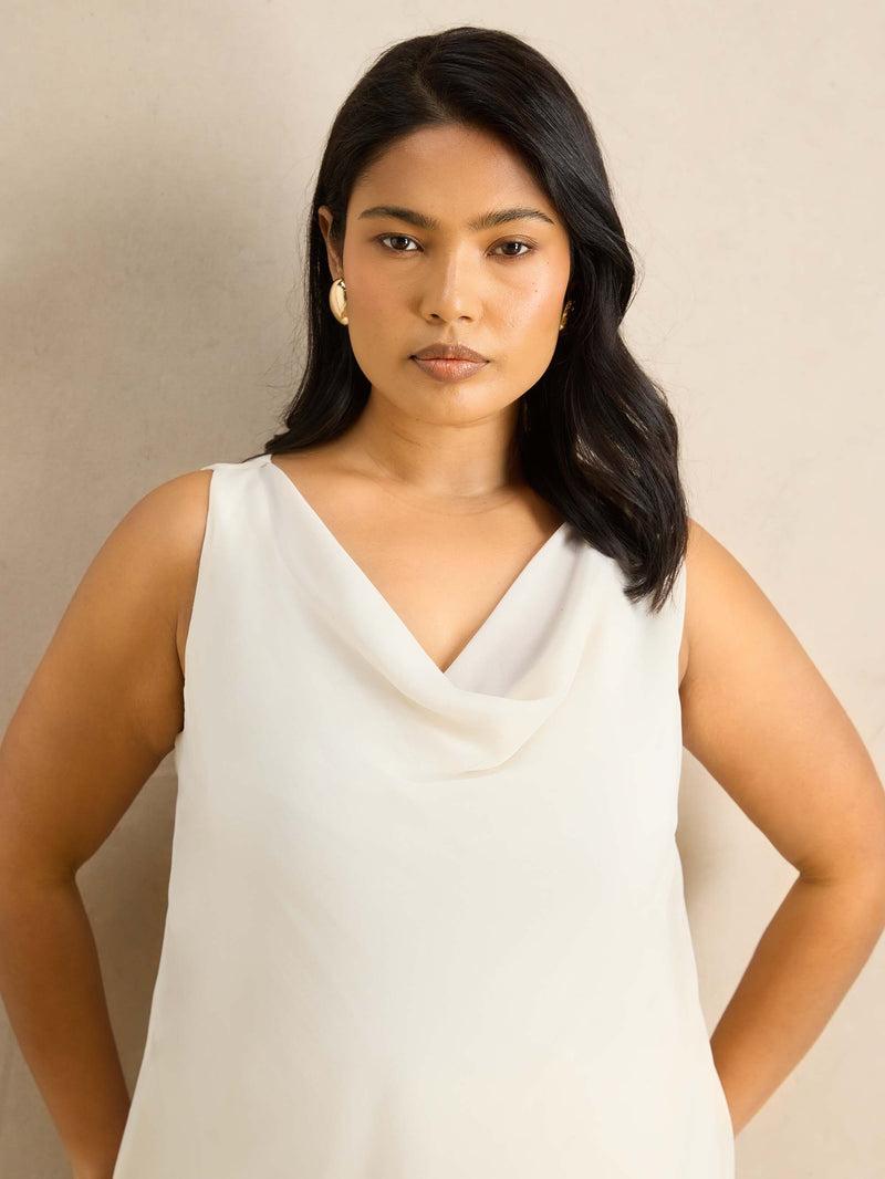 Ivory Cowl Neck Vest Occasionwear Plus Size Curve