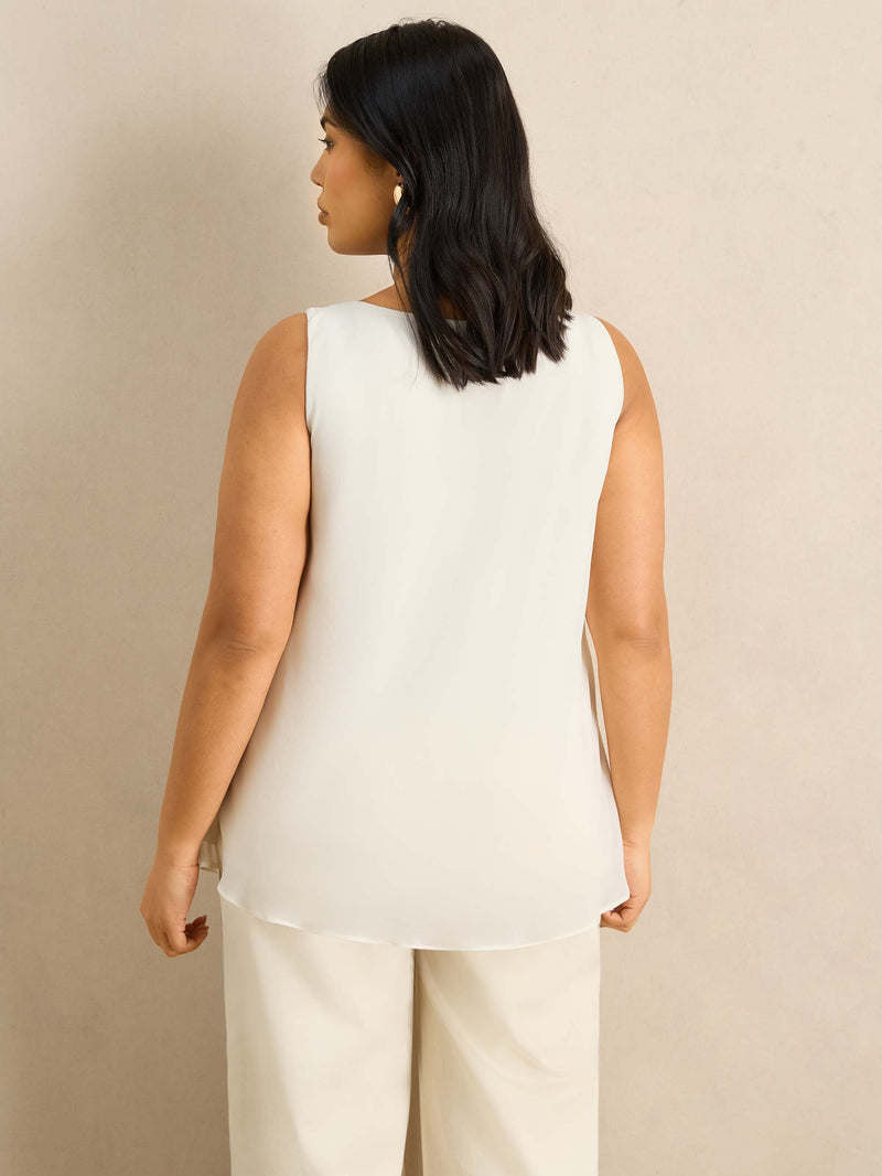 Ivory Cowl Neck Vest Occasionwear Plus Size Curve
