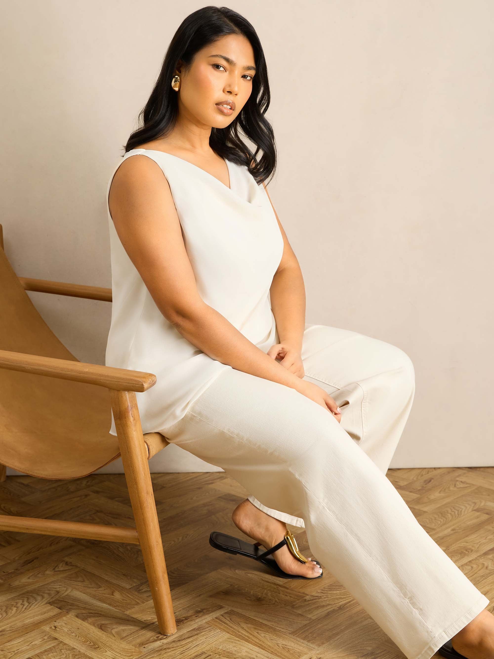 Ivory Cowl Neck Vest Occasionwear Plus Size Curve