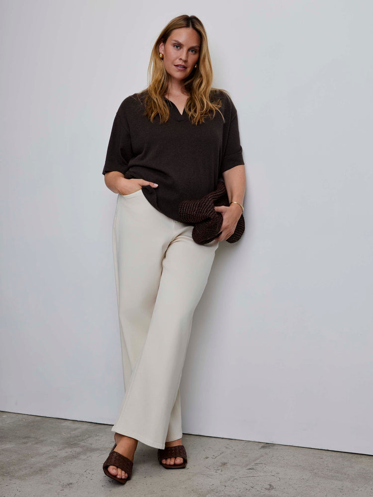 Petite Ecru Wide Leg Jeans