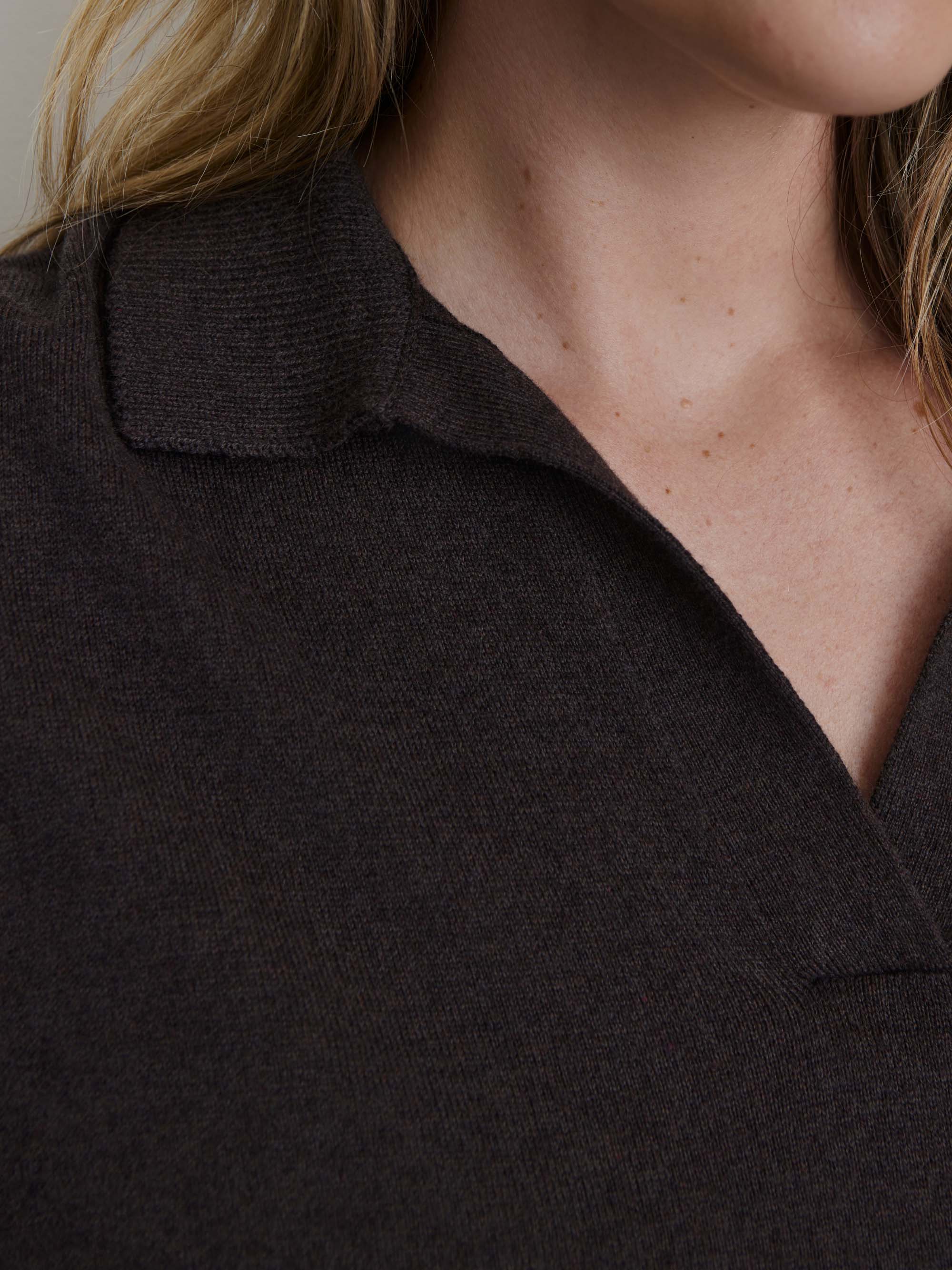 Brown Polo Neck Short Sleeve Jumper