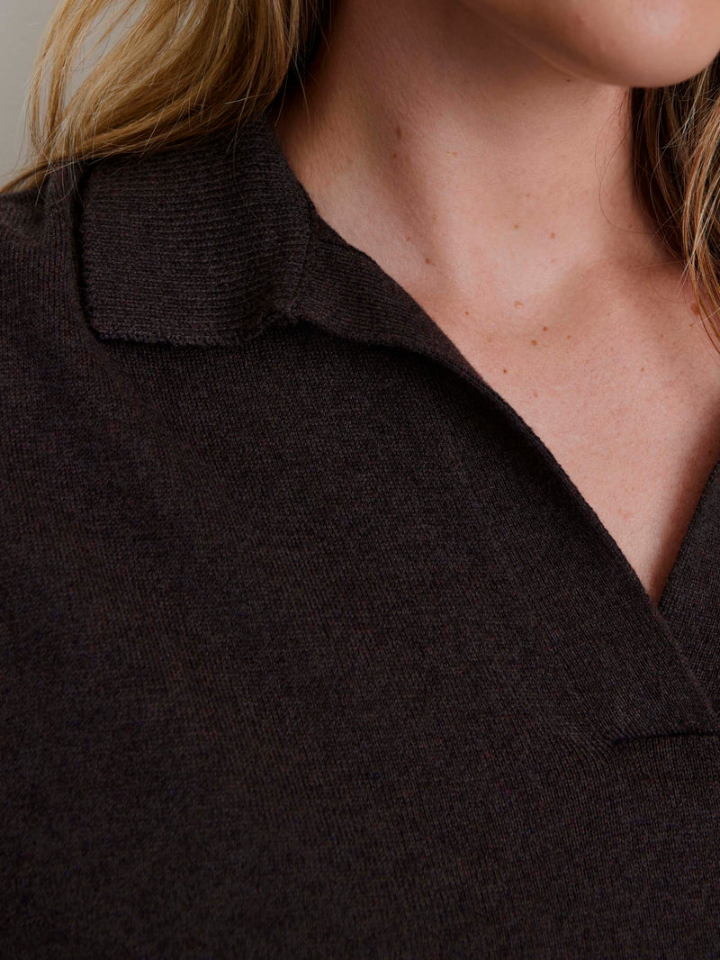 Brown Polo Neck Short Sleeve Jumper