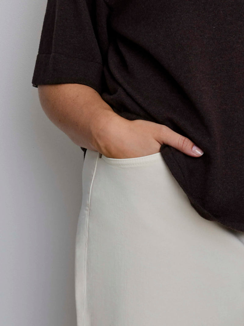 Ecru Wide Leg Jeans