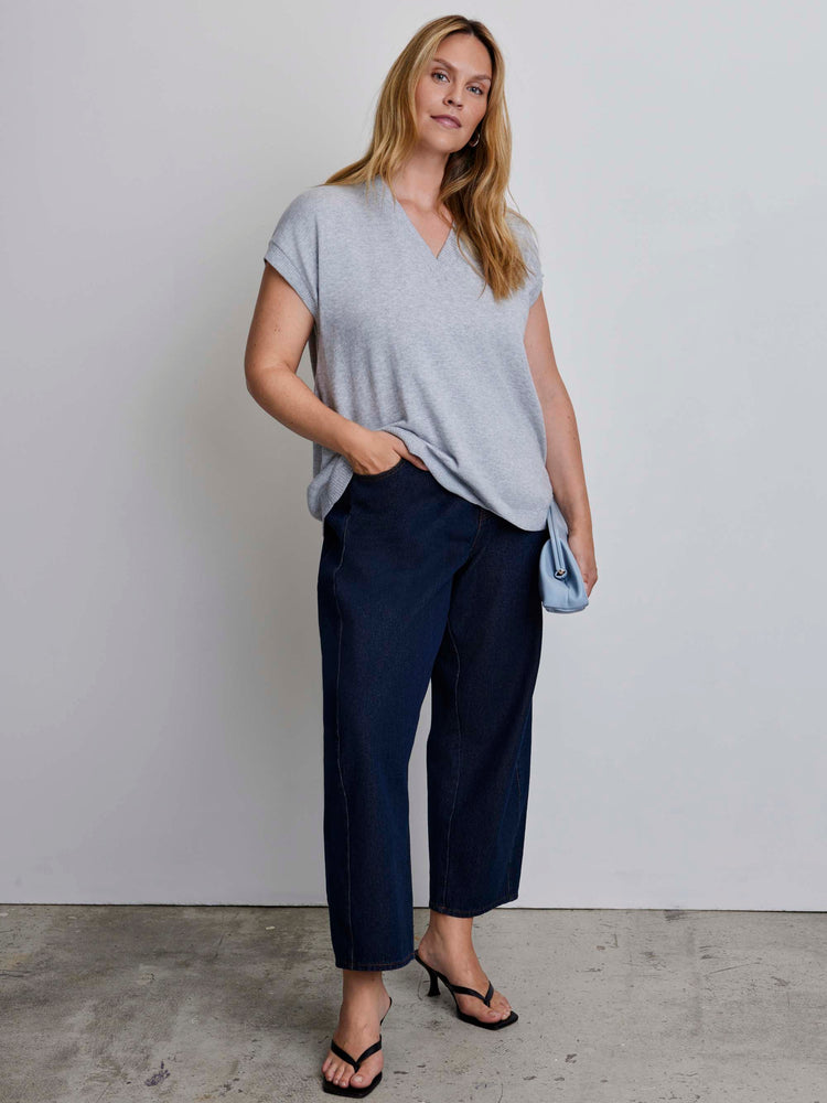 Grey V-Neck Knitted Vest