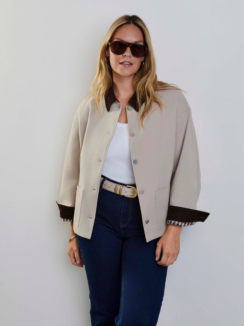Plus size oatmeal utility jacket