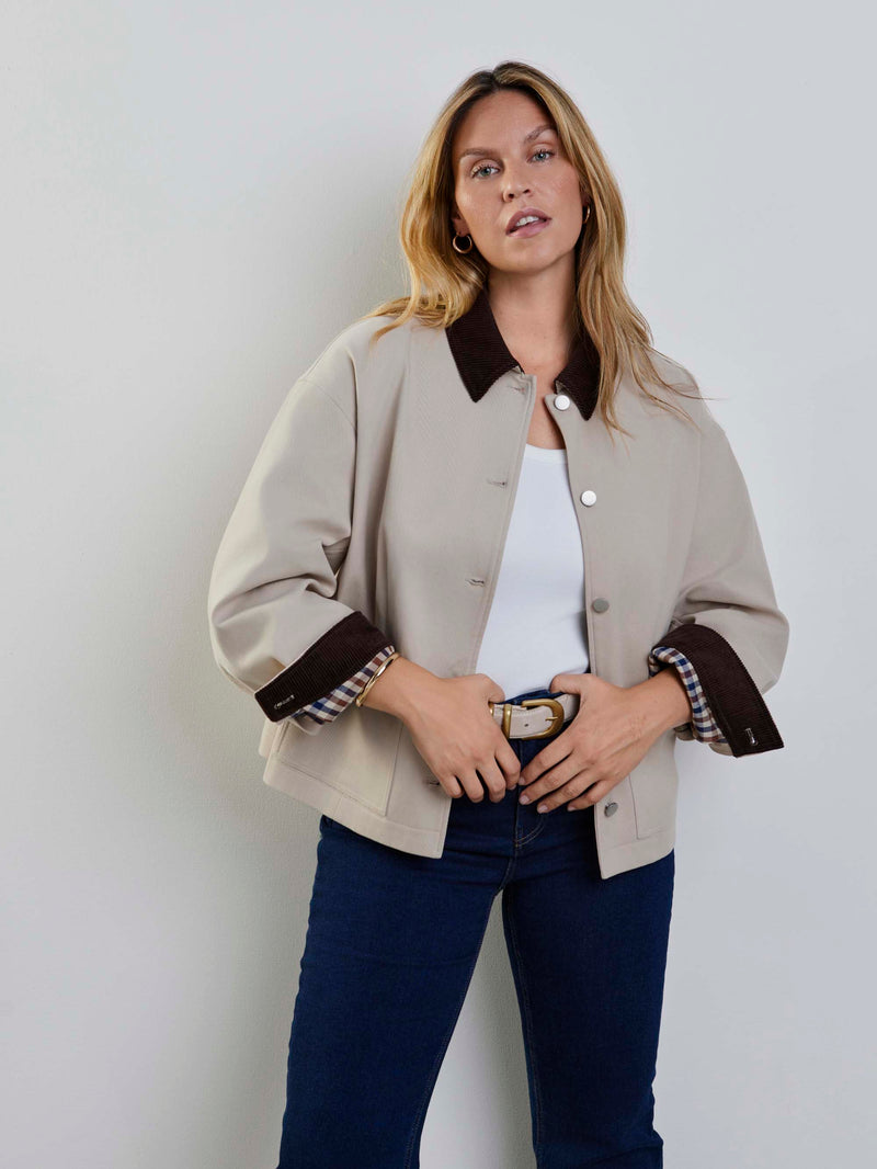 Plus size oatmeal utility jacket