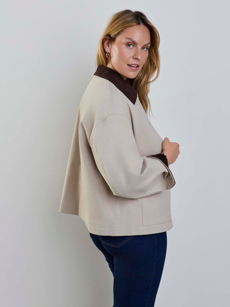 Plus size oatmeal utility jacket