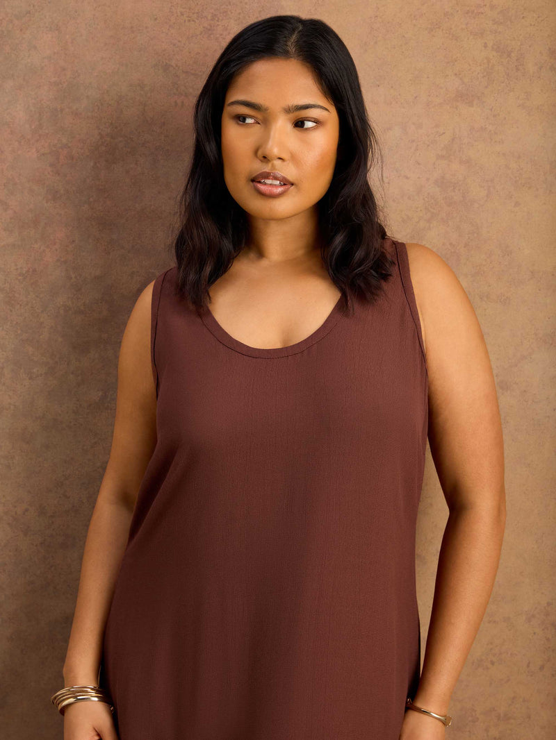 Chocolate Scoop Neck Maxi Dress Curve Plus Size Clothing  