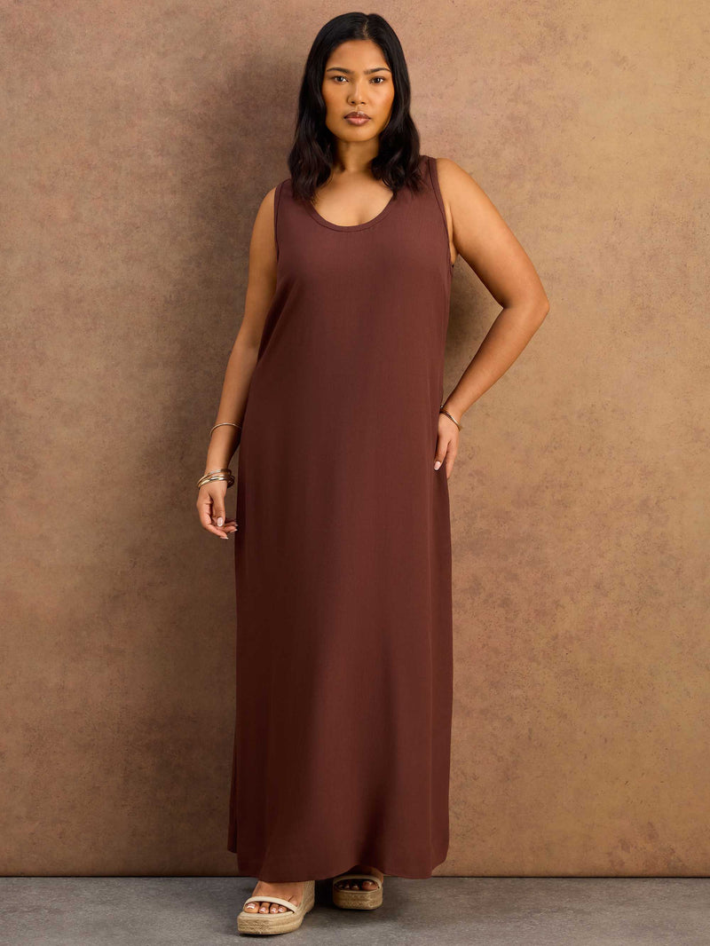 Chocolate Scoop Neck Maxi Dress Curve Plus Size Clothing  