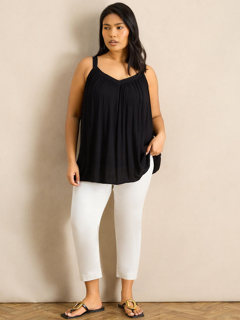 Black Crinkle Gathered Cami