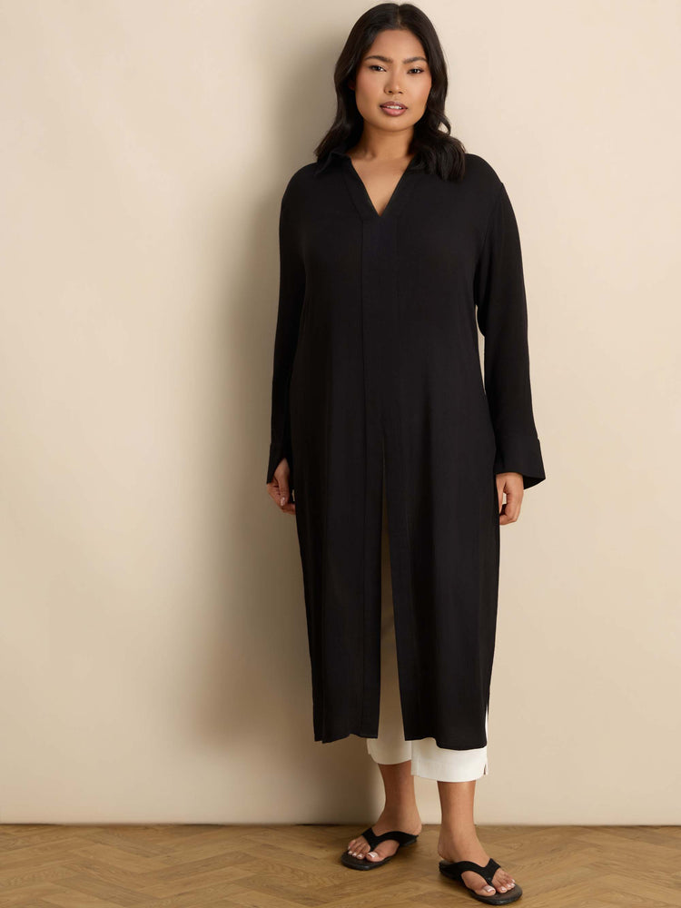 Blacksplit Front Crinkle Tunic