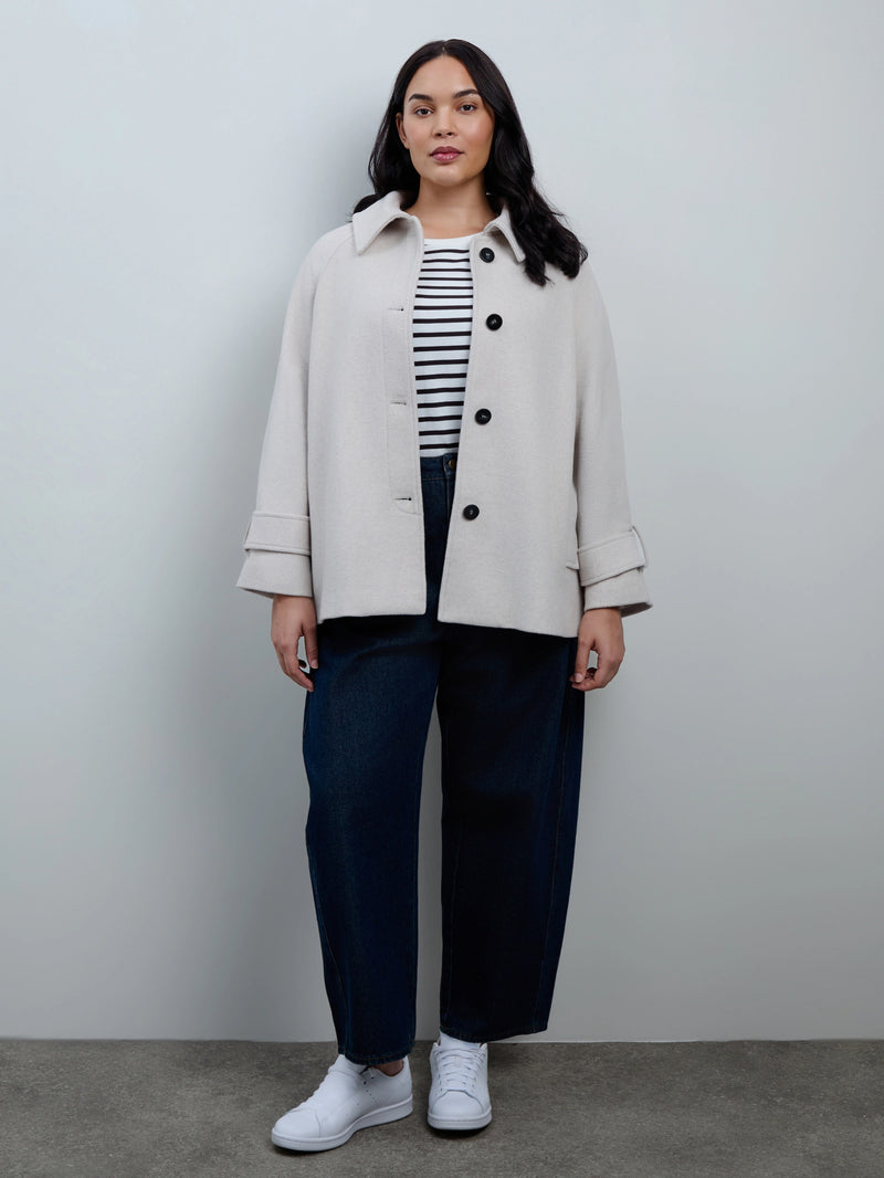 Cream Wool Blend Jacket with Button Fastening