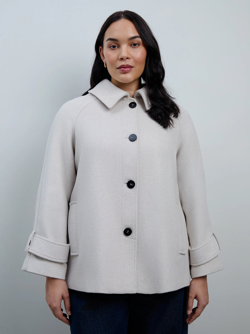Cream Wool Blend Jacket with Button Fastening