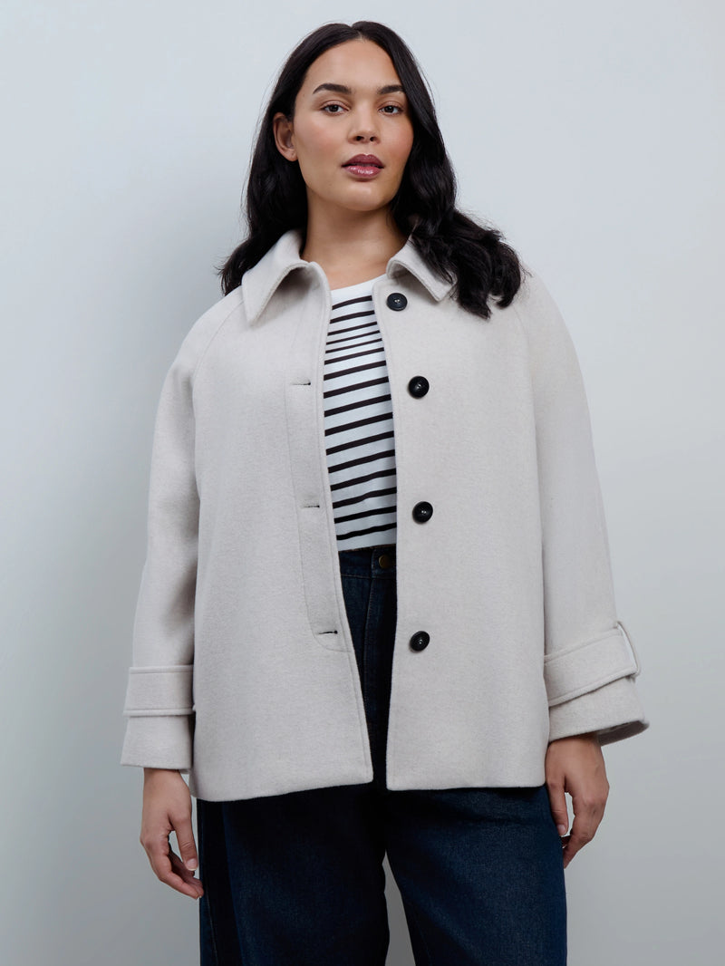 Cream Wool Blend Jacket with Button Fastening