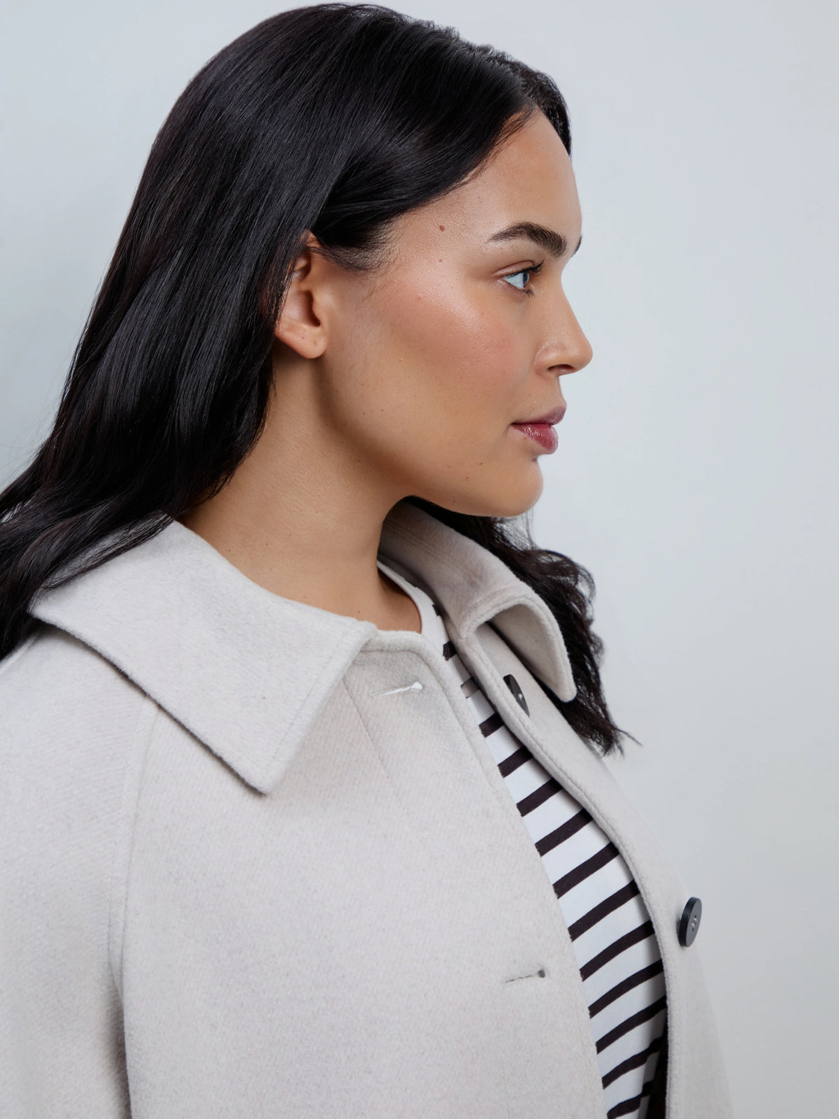 Cream Wool Blend Jacket with Button Fastening