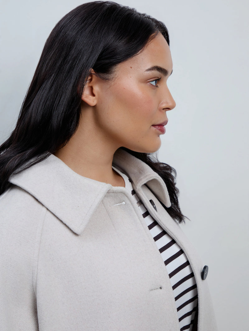 Cream Wool Blend Jacket with Button Fastening