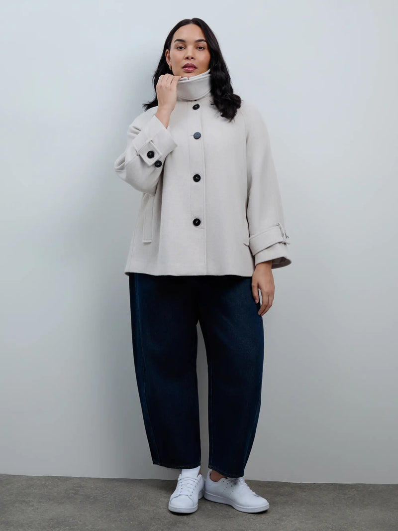Cream Wool Blend Jacket with Button Fastening
