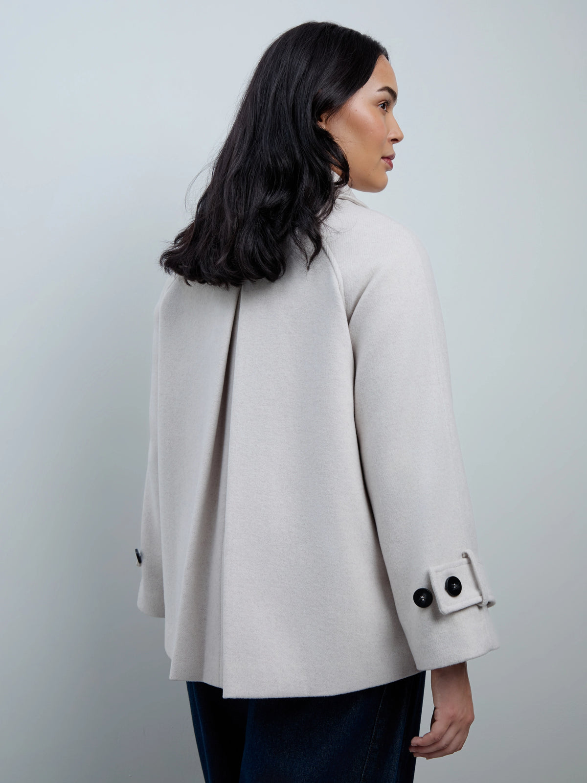 Cream Wool Blend Jacket with Button Fastening