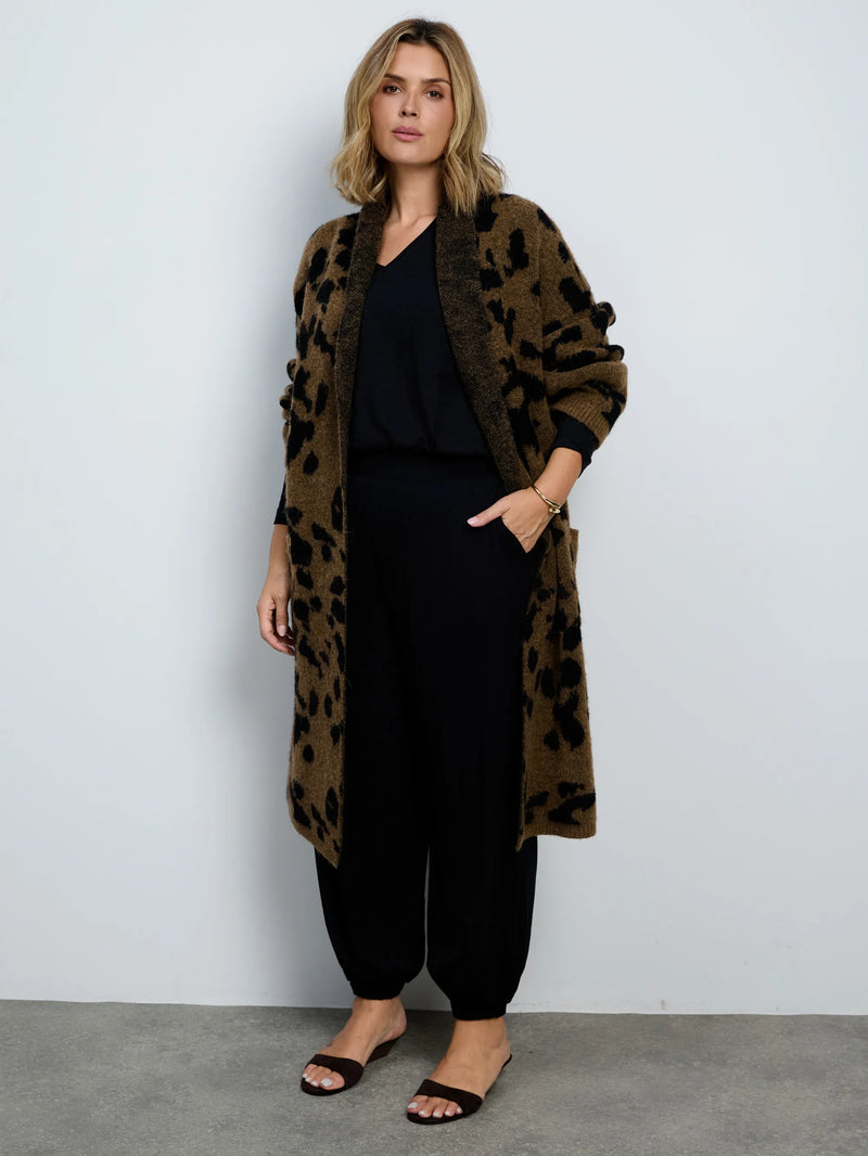 Plus size brown animal print coatigan