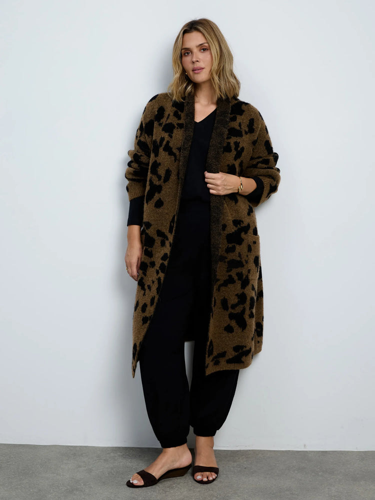 Plus size brown animal print coatigan