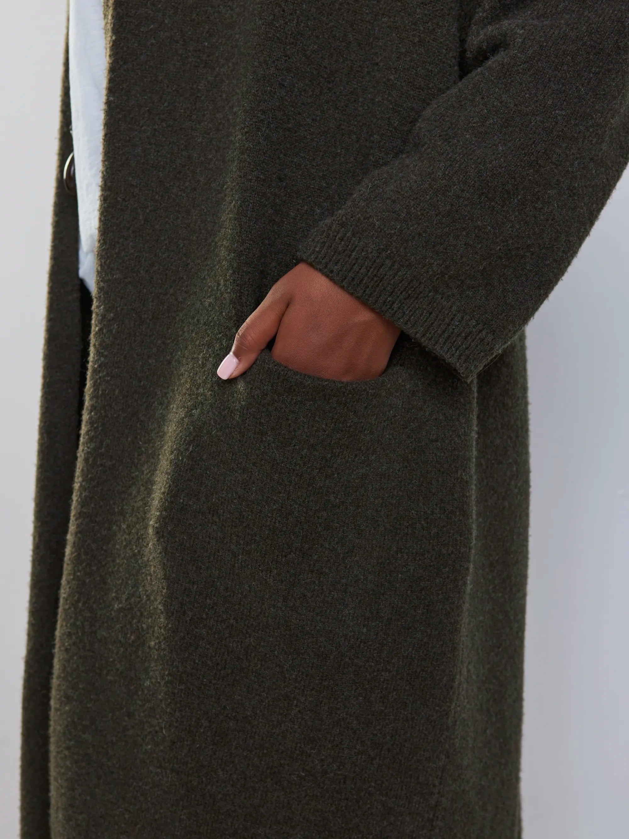 Plus size olive longline cardigan