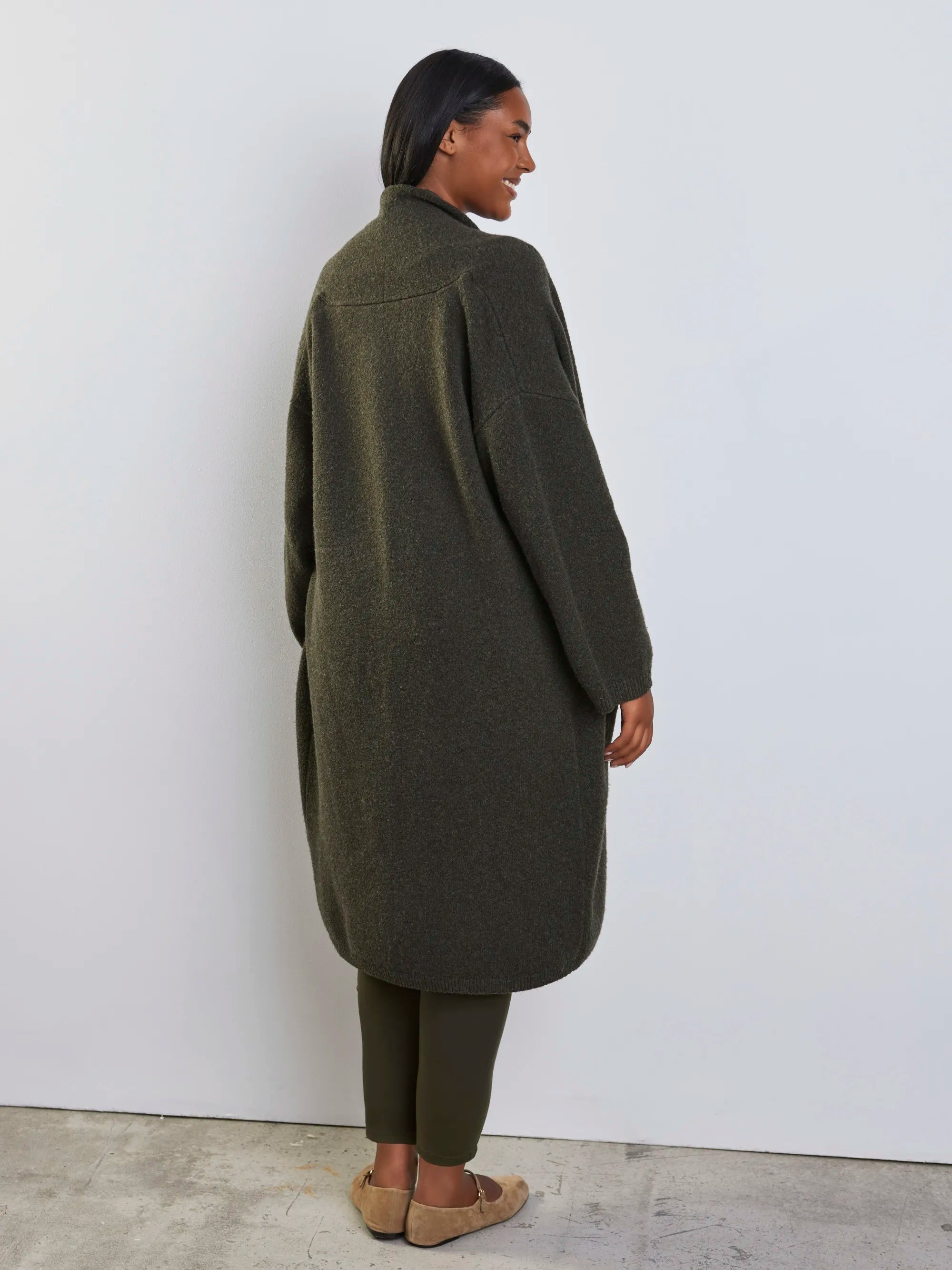 Plus size olive longline cardigan