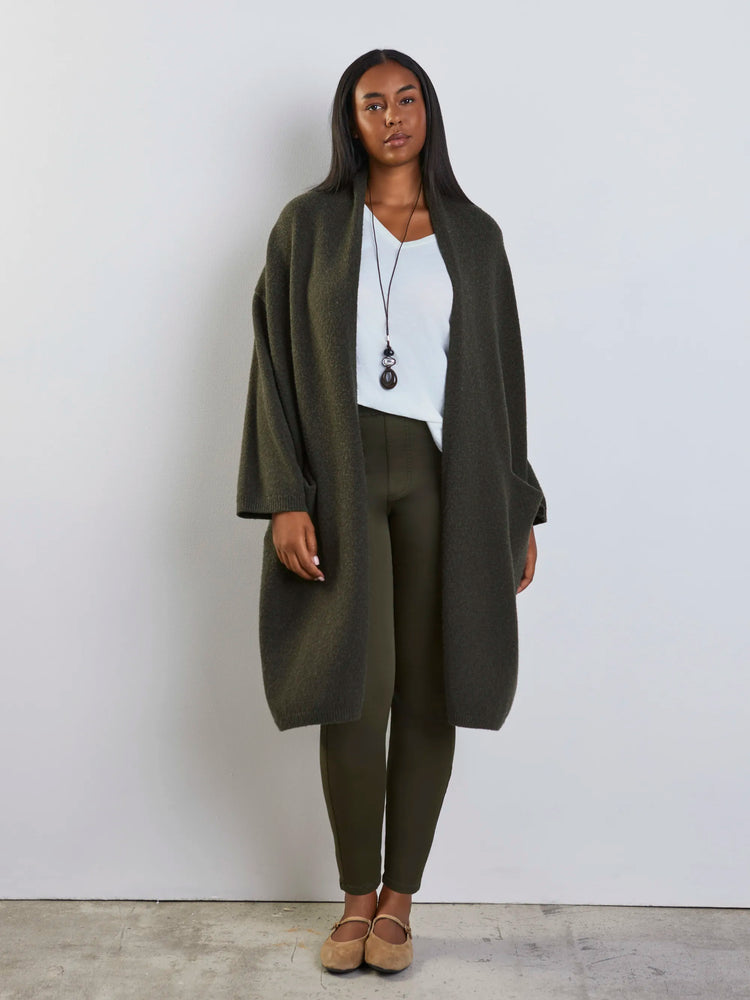 Plus size olive longline cardigan