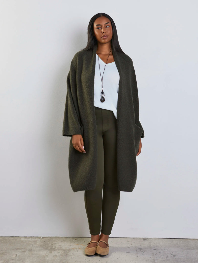 Plus size olive longline cardigan