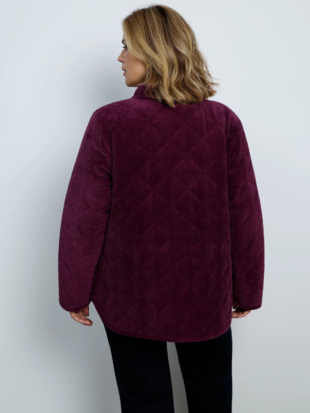 Plus size burgundy quilted jacket