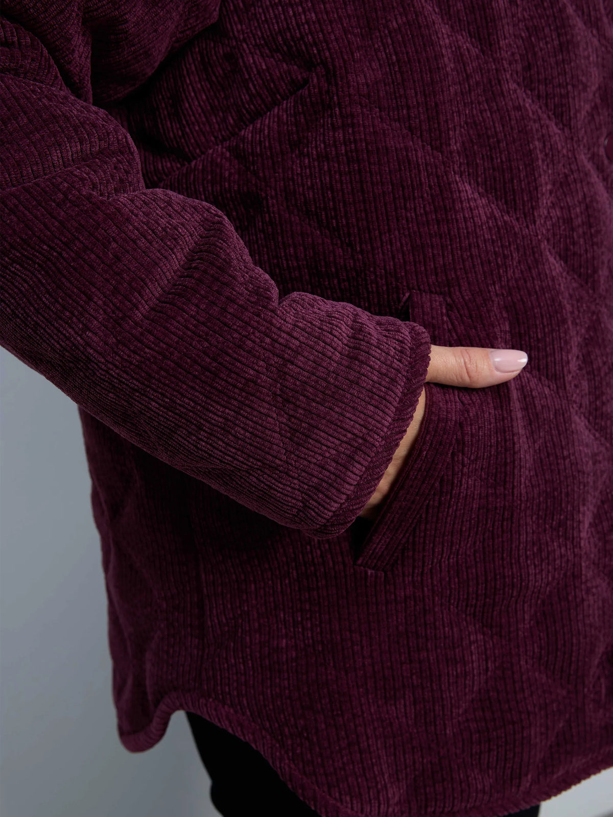 Plus size burgundy quilted jacket
